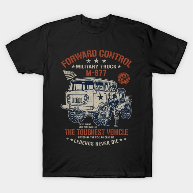 Forward Control FC-M677 Military Truck T-Shirt by Guyvit